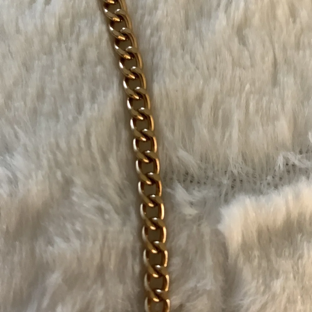 Gold Medallion Statement Necklace with tiny red rhinestones - Picture 6 of 6